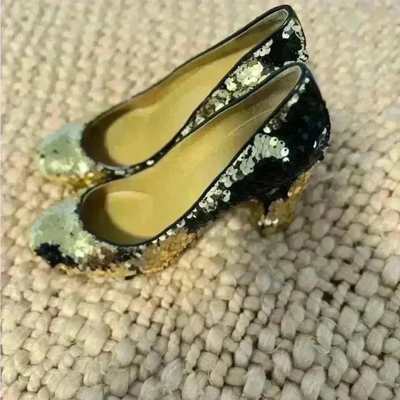 J Crew women’s sequin‎ color changing heels size 7 - Picture 4 of 7